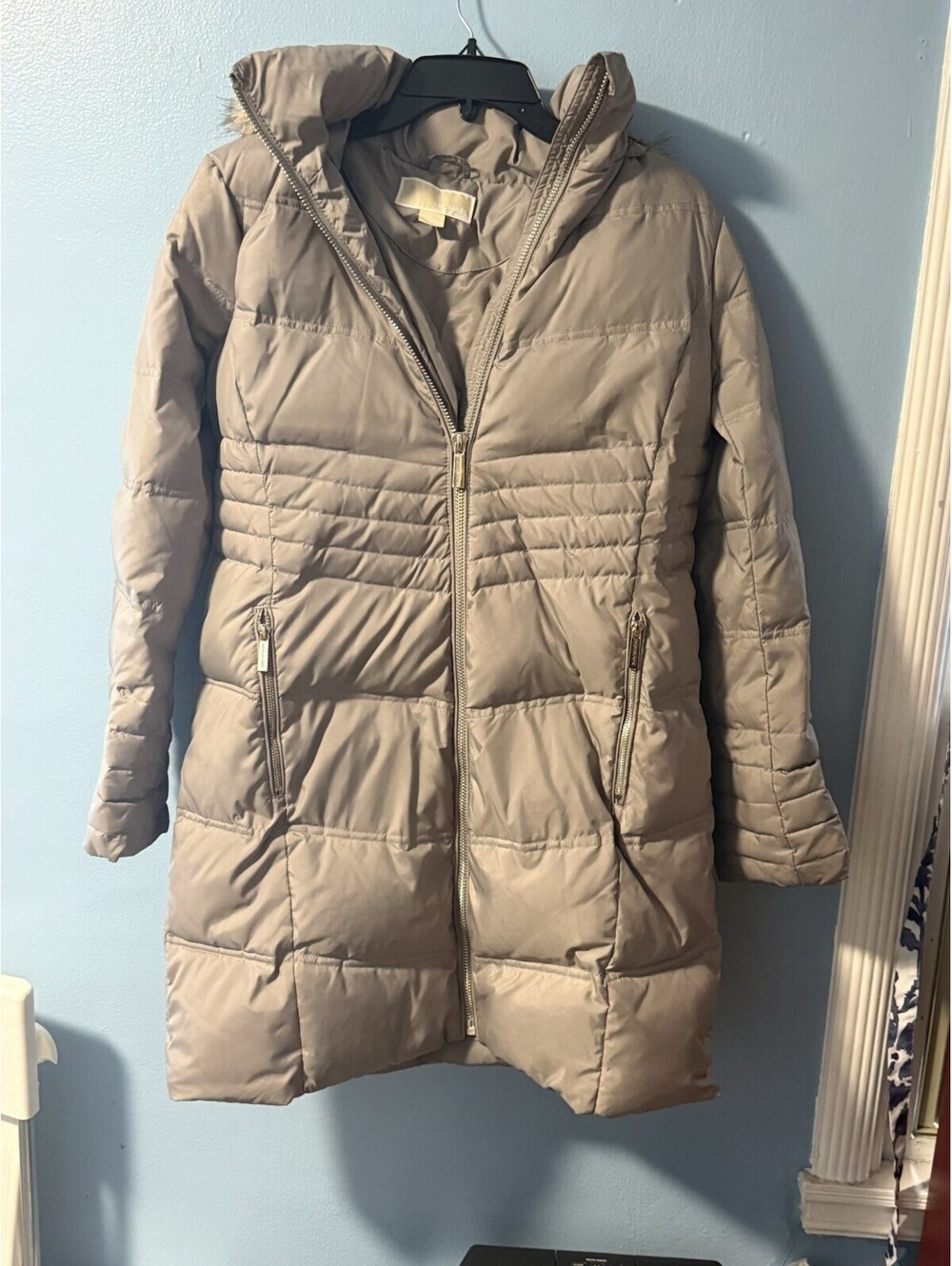 Michael Kors Women's Faux Fur Trim Hooded Quilted Down Puffer Coat Medium